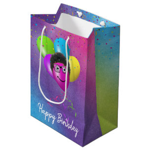 Bolsa De Regalo Mediana Cara de globo aerostático divertida de cumpleaños 