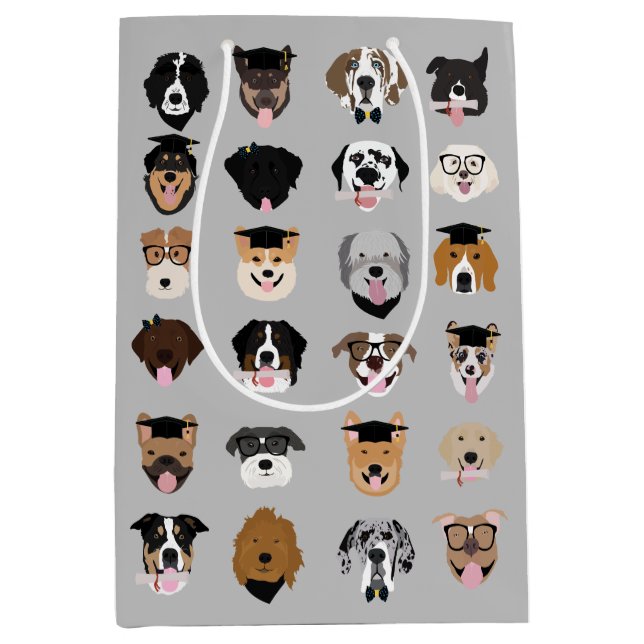 Bolsa De Regalo Mediana Cara de perro de graduación (Anverso)