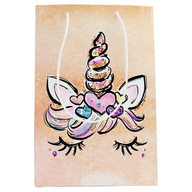 Bolsa De Regalo Mediana Cara de unicornio (Anverso)