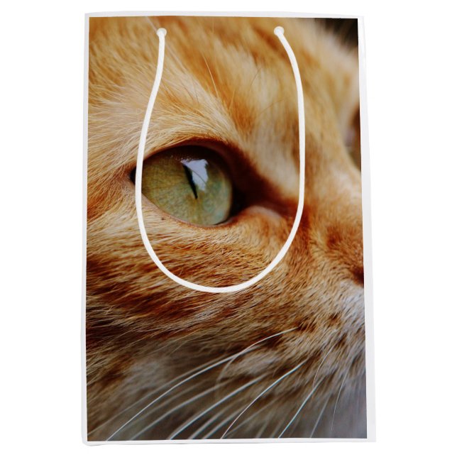 Bolsa De Regalo Mediana Cara determinada de un gato jengibre (Anverso)