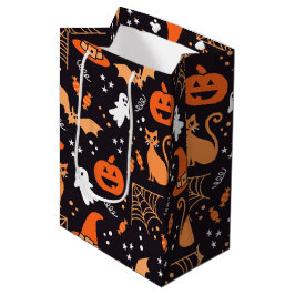 Bolsa De Regalo Mediana Caracteres de halloween ilustrados de color negro