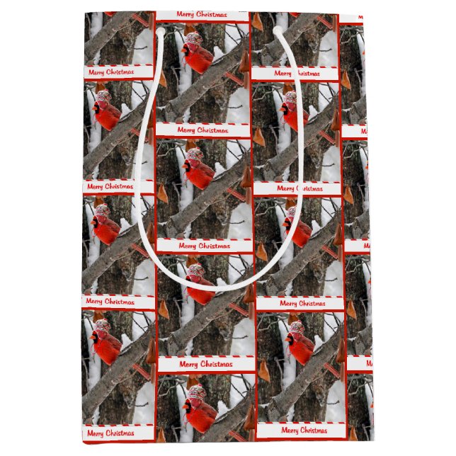 Bolsa De Regalo Mediana Cardenal navidad con tapón (Anverso)