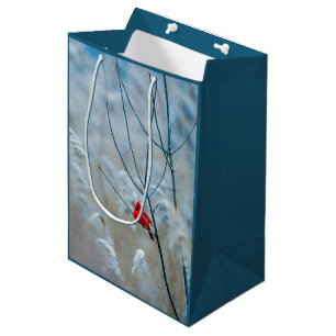Bolsa De Regalo Mediana Cardenal rojo en Navidades de fotografía de natura
