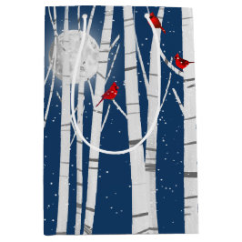 Bolsa De Regalo Mediana Cardenales rojos en árbol de bircas