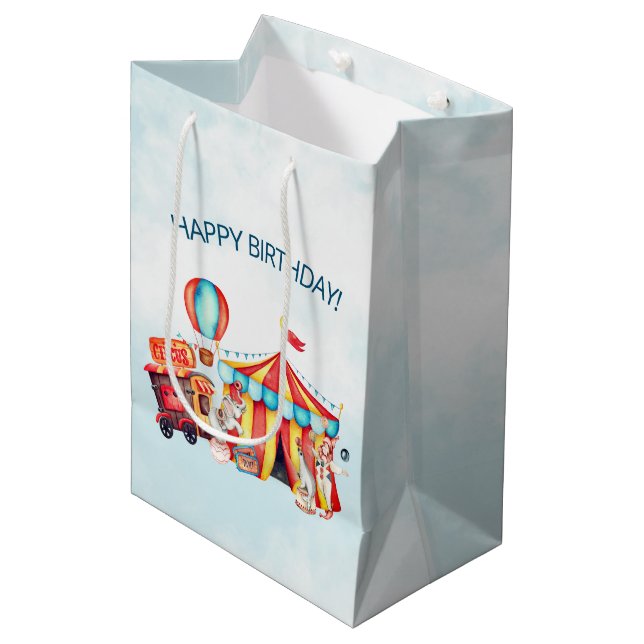 Bolsa De Regalo Mediana Carnaval Circo Big Top Blue Birday (Angulo Anverso)