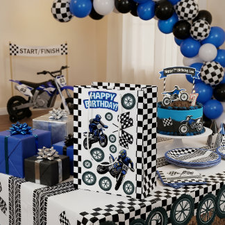 Bolsa De Regalo Mediana Carrera de cumpleaños de motocross