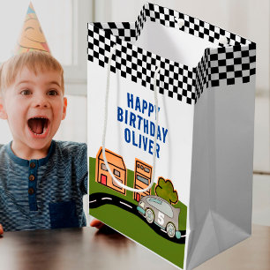 Bolsa De Regalo Mediana Carreras Car Road House Nombre Feliz Cumpleaños