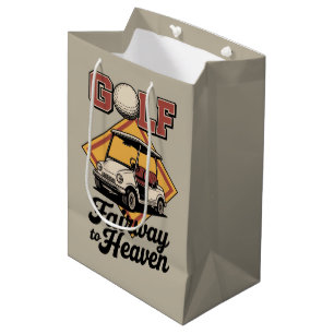 Bolsa De Regalo Mediana Carro de Golf Retro Camino a Heaver Golf Divertido