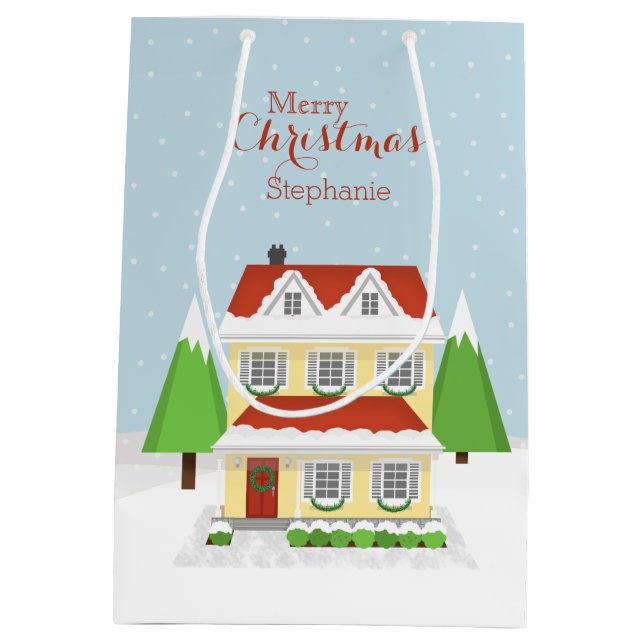 Bolsa De Regalo Mediana Casa abierta de navidades (Reverso)