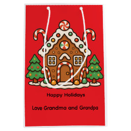 Bolsa De Regalo Mediana Casa de Pan de Jengibre Navideña