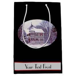 Bolsa De Regalo Mediana Casa vieja del Victorian en el navidad