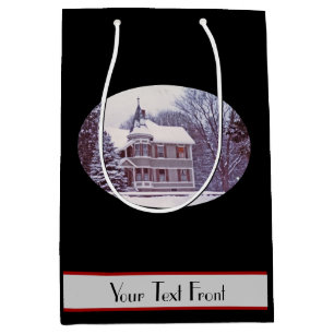 Bolsa De Regalo Mediana Casa vieja del Victorian en el navidad