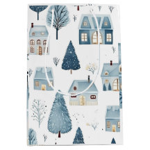 Casa y árboles de Navidades azules