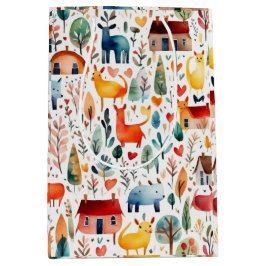 Bolsa De Regalo Mediana Casas rojas y casas adorables Hoja de papel