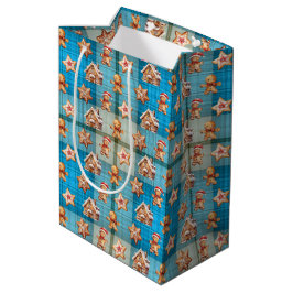 Bolsa De Regalo Mediana Casas y hombres de jengibre de Navidad