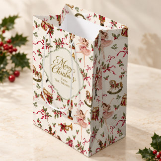 Bolsa De Regalo Mediana Cascanueces vintage de Navidad Bailarina Rosa
