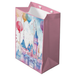 Bolsa De Regalo Mediana Castillo Princesa de color de agua rosa