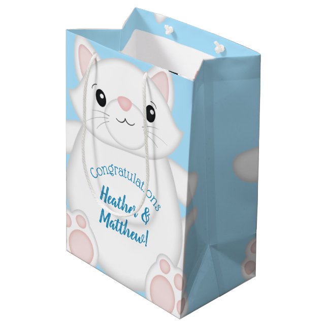 Bolsa De Regalo Mediana Cat Baby Shower Kitty Blue (Angulo reverso)