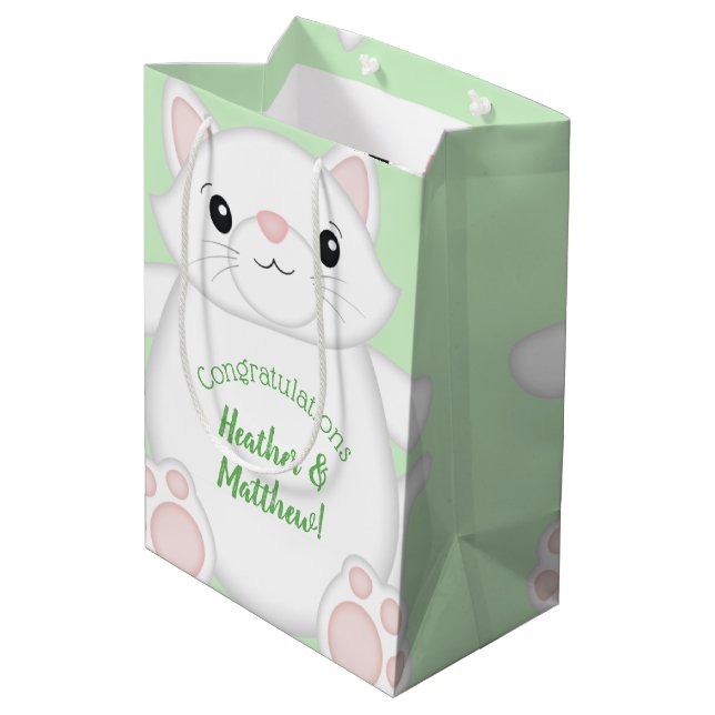 Bolsa De Regalo Mediana Cat Baby Shower Kitty Green (Angulo reverso)