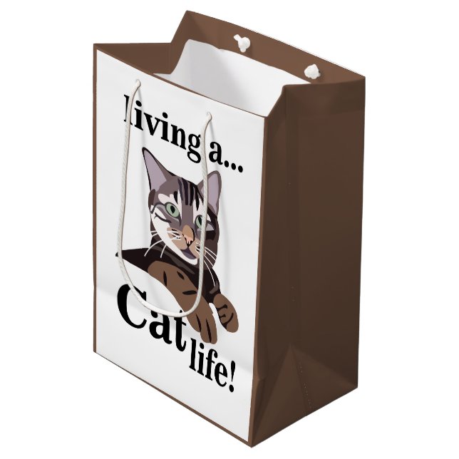 Bolsa De Regalo Mediana Cat Kitty Animal Lover Funny (Angulo Anverso)