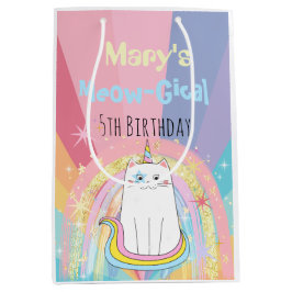 Bolsa De Regalo Mediana Caticorn Meow-Gical Cumpleaños