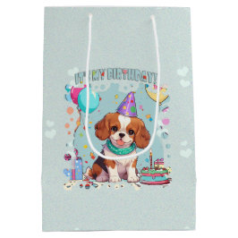 Bolsa De Regalo Mediana Cavalier King Charles Pastel Es mi cumpleaños