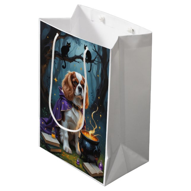 Bolsa De Regalo Mediana Cavalier King Charles Spaniel Whimsical Halloween (Angulo Anverso)