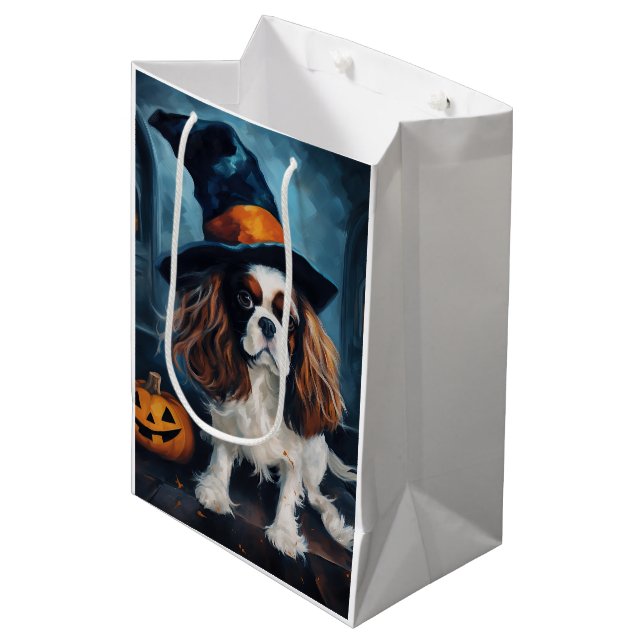 Bolsa De Regalo Mediana Cavalier King Pumpkins Halloween Scary (Angulo Anverso)