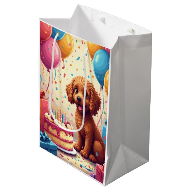 Bolsa De Regalo Mediana Celebración de cumpleaños de Cockapoo (Angulo Anverso)