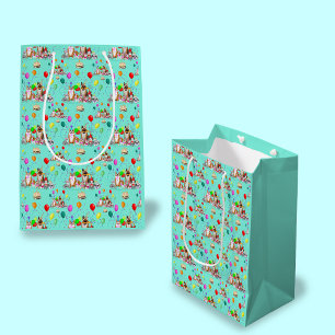 Bolsa De Regalo Mediana Celebración de Cumpleaños de Perritos Lindos Patró