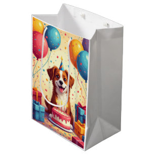 Bolsa De Regalo Mediana Celebración de Cumpleaños de Perro de Carolina