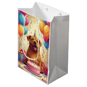 Bolsa De Regalo Mediana Celebración de cumpleaños de Shar-Pei