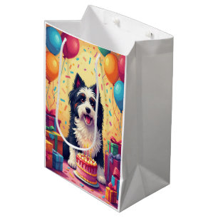 Bolsa De Regalo Mediana Celebración de cumpleaños de Terrier Tibetano