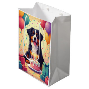 Bolsa De Regalo Mediana Celebración de cumpleaños del perro de montaña sui