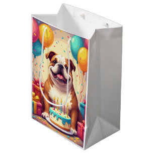 Bolsa De Regalo Mediana Celebración del cumpleaños del Bulldog