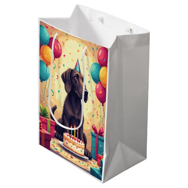 Bolsa De Regalo Mediana Celebración del cumpleaños del lobo irlandés (Angulo Anverso)