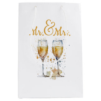 Bolsa De Regalo Mediana Celebración del Sr. y la Sra. Champagne