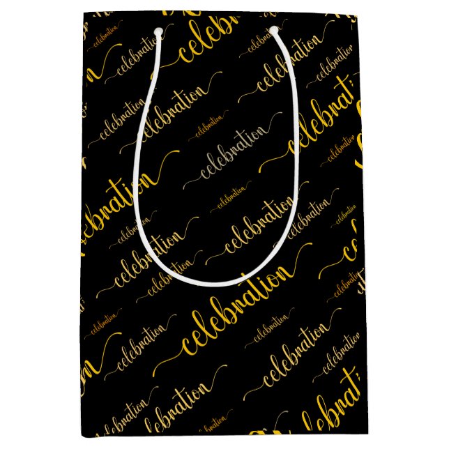 Bolsa De Regalo Mediana Celebración en tonos dorados (Anverso)