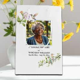 Bolsa De Regalo Mediana Celebration Of Life Hummingbirds Floral Keepsake