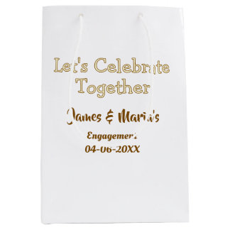 Bolsa De Regalo Mediana Celebremos juntos fiesta de compromiso nombre fech