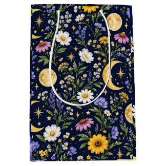 Bolsa De Regalo Mediana Celestial Moon & Wildflower Botánico Sin Costuras