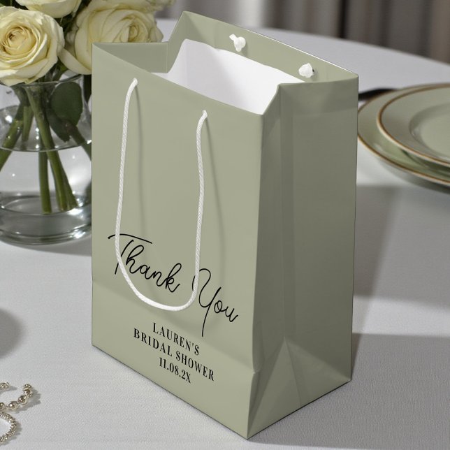 Bolsa De Regalo Mediana Cement Grey Minimalist Bridal Shower Thank You (Subido por el creador)
