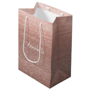 Bolsa De Regalo Mediana Cepillado de Purpurina de oro de rosa crujiente du