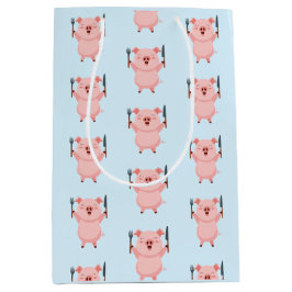 Bolsa De Regalo Mediana Cerdito Lindo Hambriento 