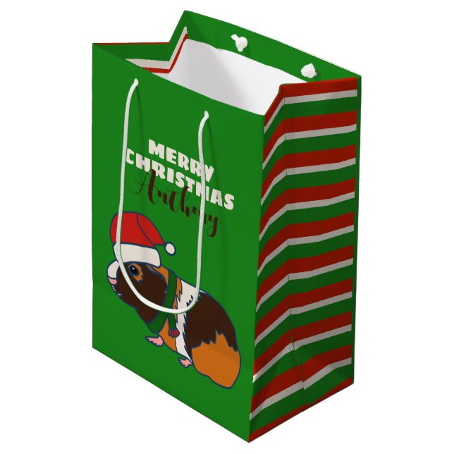 Bolsa De Regalo Mediana Cerdo de Guinea Navidades personalizados (Angulo Anverso)