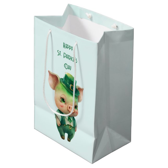 Bolsa De Regalo Mediana Cerdo del Día de San Patricio (Angulo Anverso)