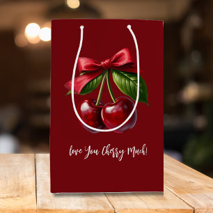 Bolsa De Regalo Mediana Cerezas rojas de cerezo con una reverencia