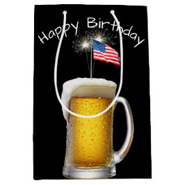 Bolsa De Regalo Mediana Cerveza patriótica de cumpleaños con esparklers