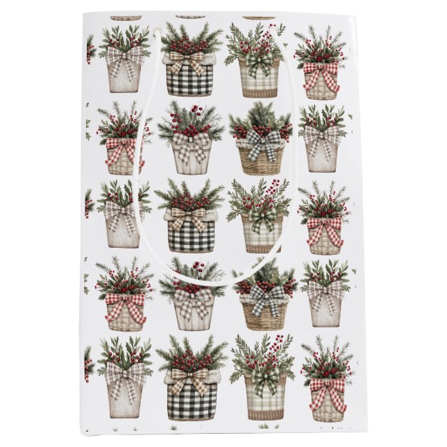 Bolsa De Regalo Mediana Cesta de Buffalo | Navidades de granjas (Anverso)