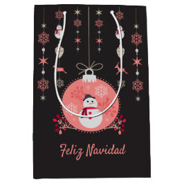Bolsa De Regalo Mediana Chalkboard Snowman Navidad
